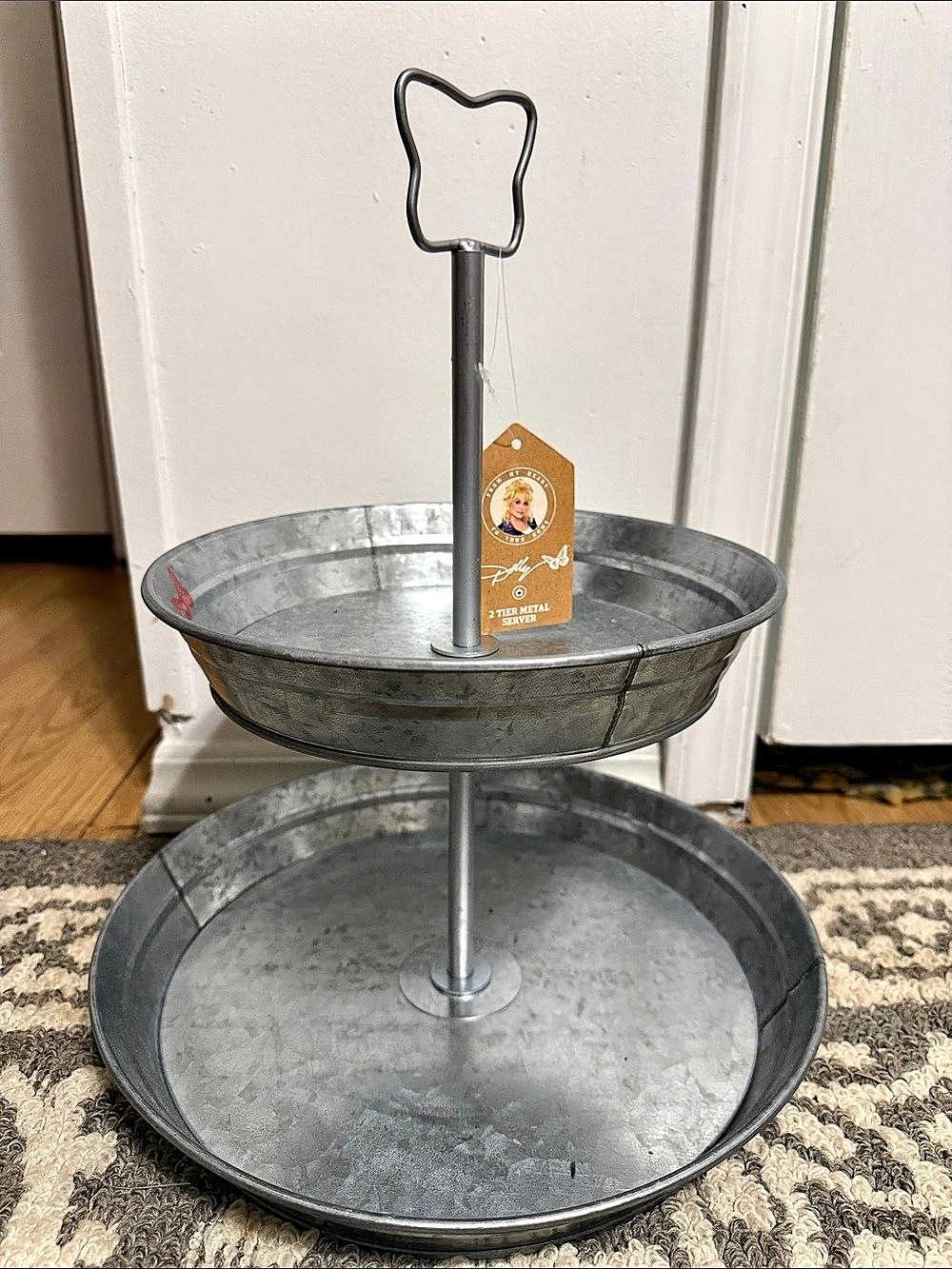 Dolly Parton 2 Tier Metal Server in Gray NWT